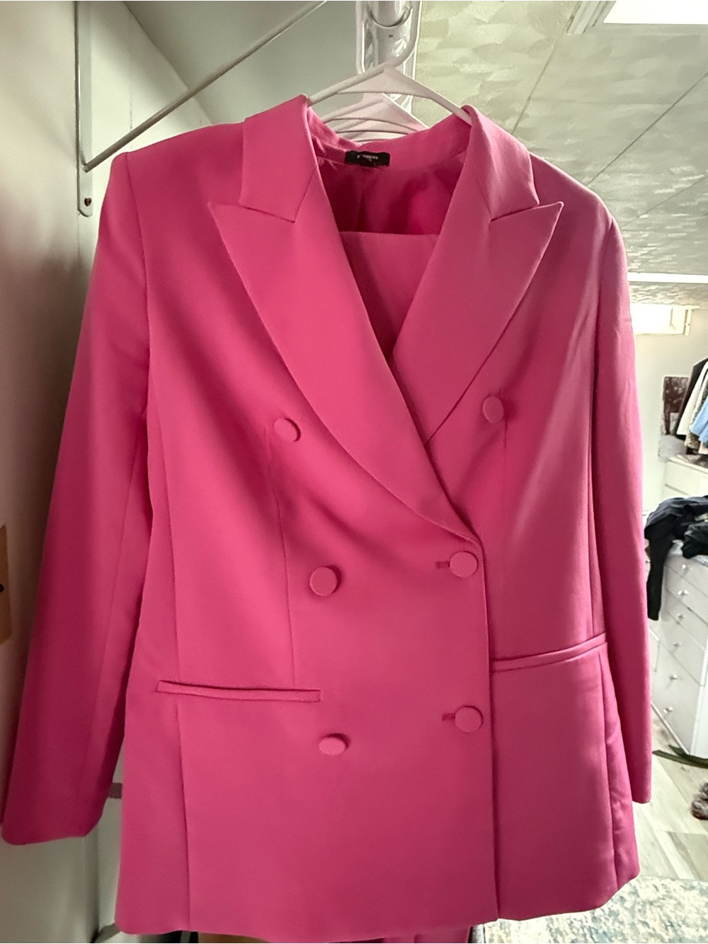 Express Hot Pink Double-Breasted Blazer